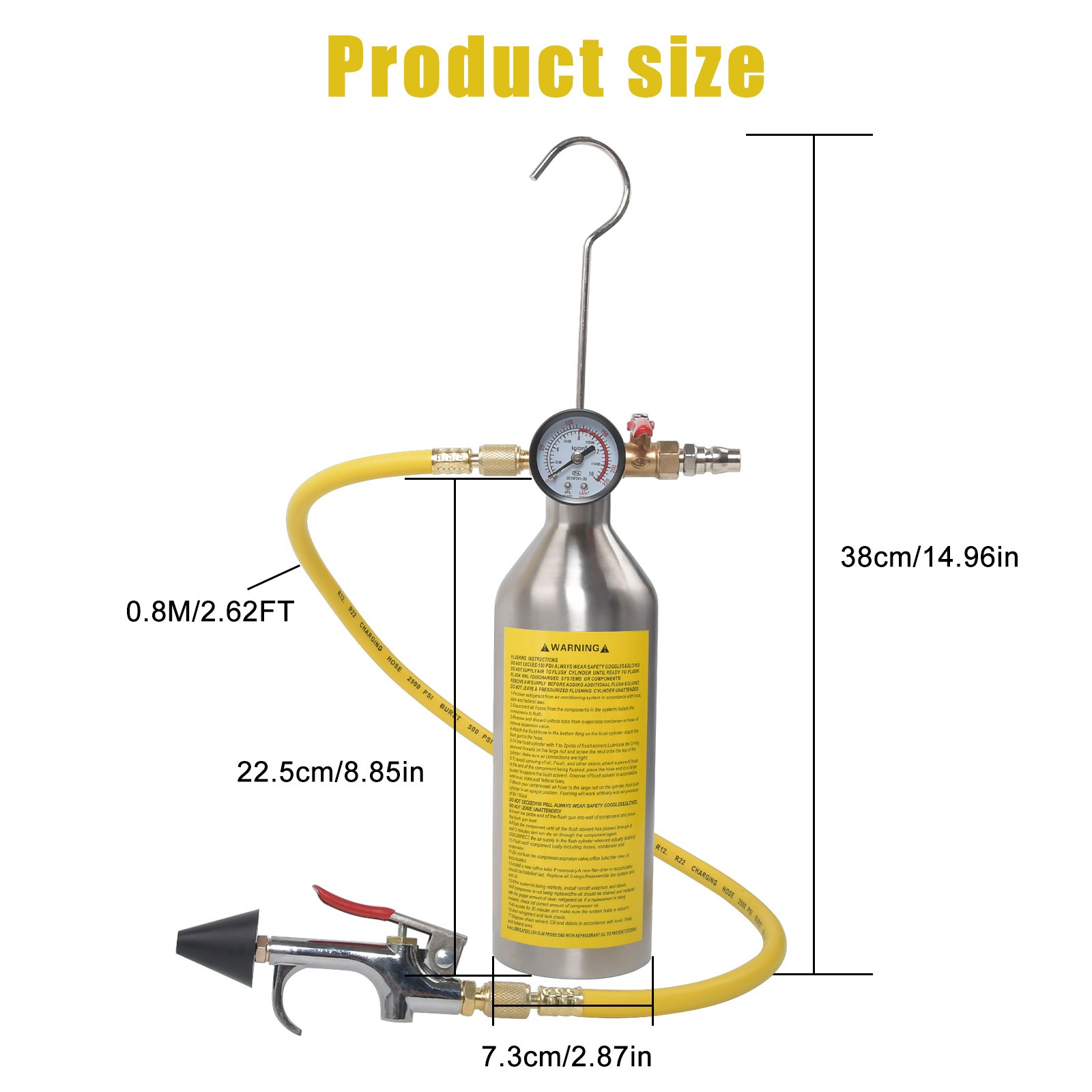 A/C AC Air Conditioner System Flush Canister Gun Tool Kit For R134 R12 R22 R404