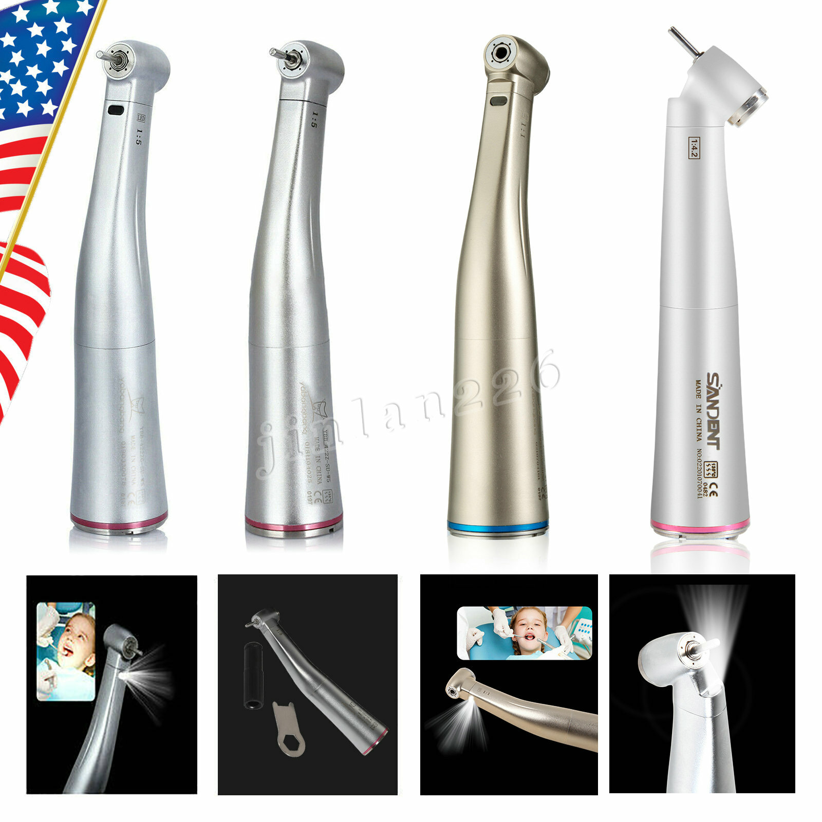 Dental 1:5 /1:1/ 1:4.2 Electric Contra Angle Handpiece Fits NSK E-TYPE FDA
