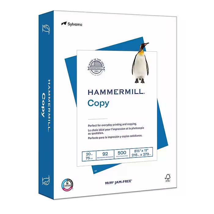 Hammermill Copy Plus Copy Paper 8.5×11 Letter 20lb 92 Bright 5000 Sheets Carton