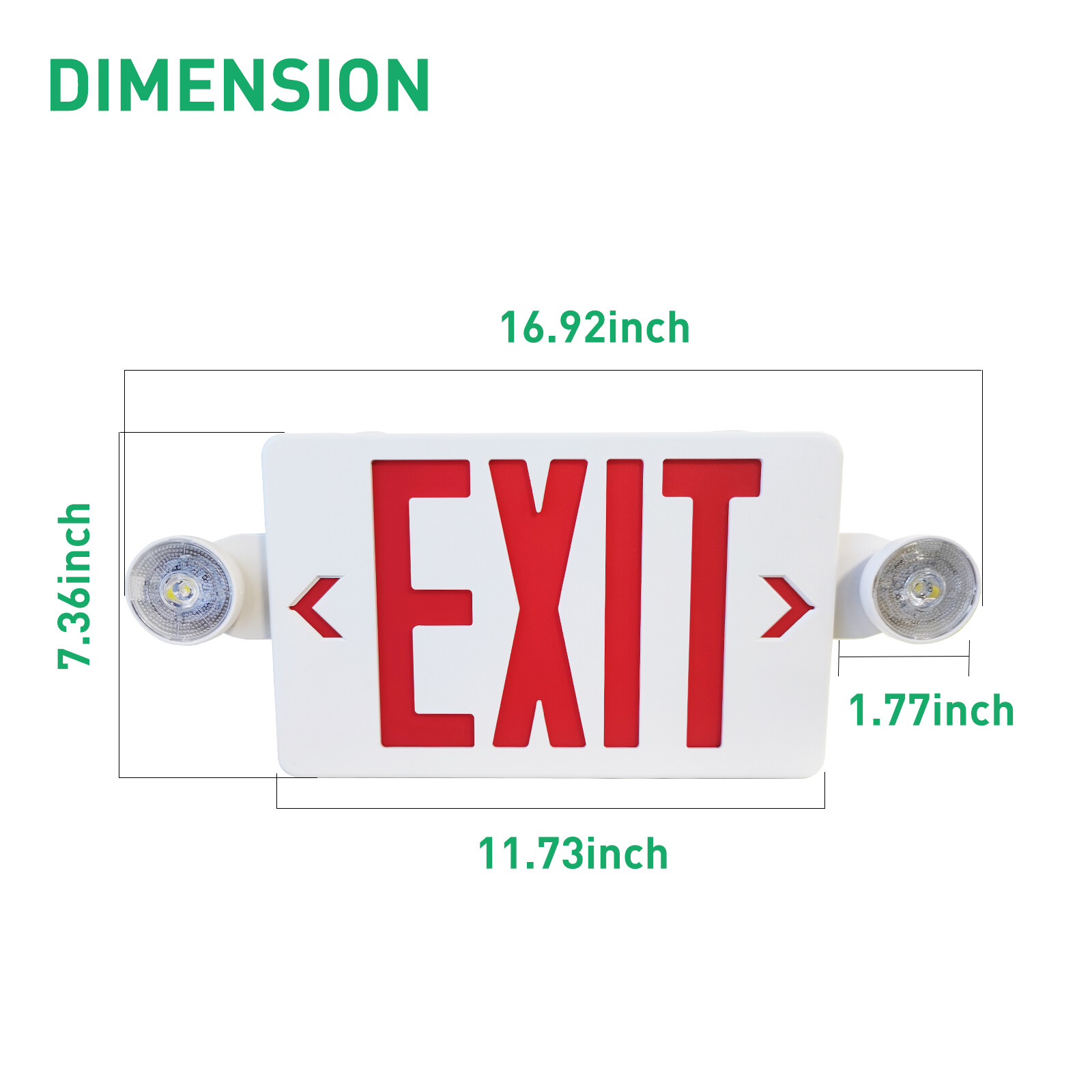 Red LED Exit Sign & Emergency Light – Dual LED Lamp UL-94 Fire Resistance light