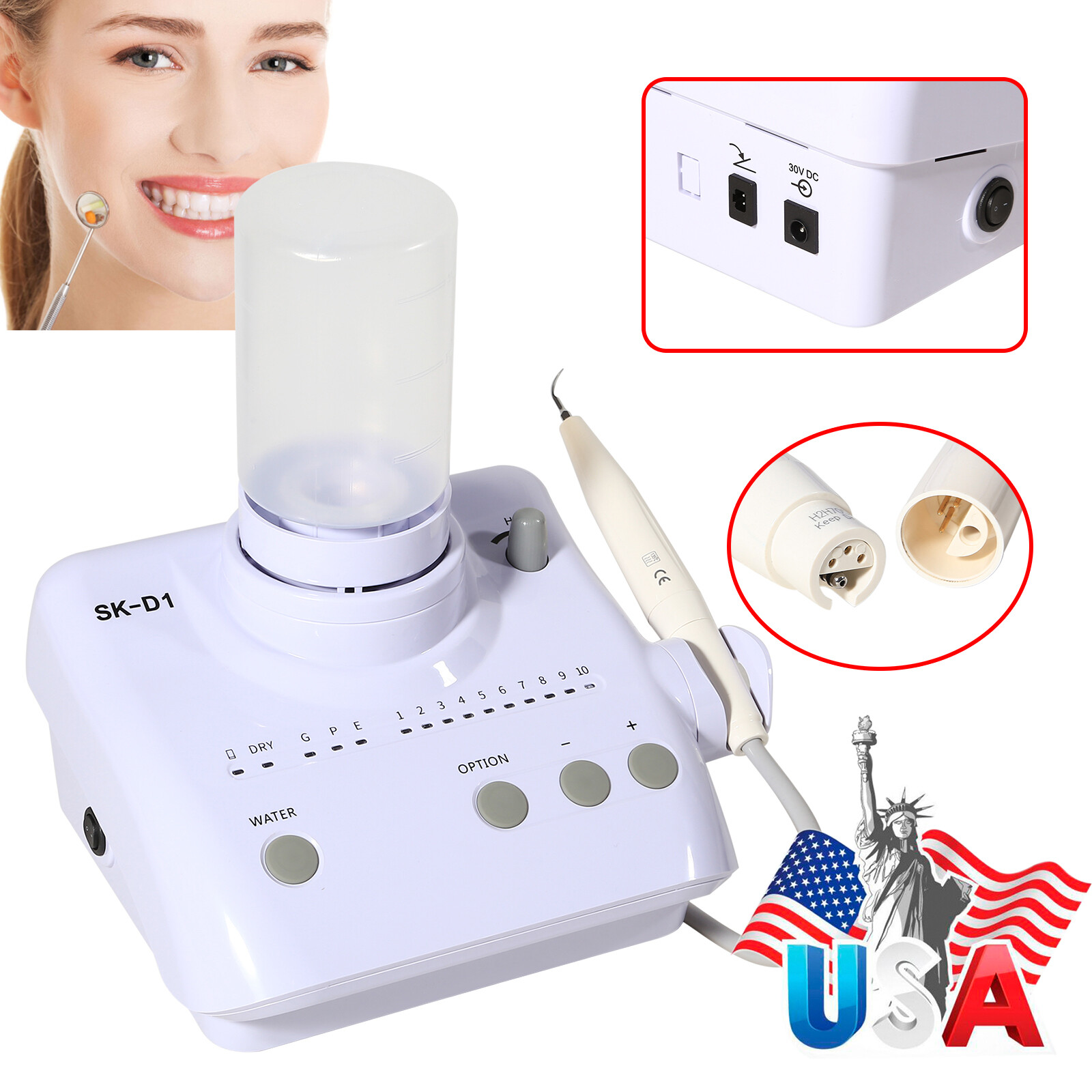 Dental Ultrasonic Scaler Machine 2 Bottles Handpiece Tips Fit DTE Satelec SK-D1