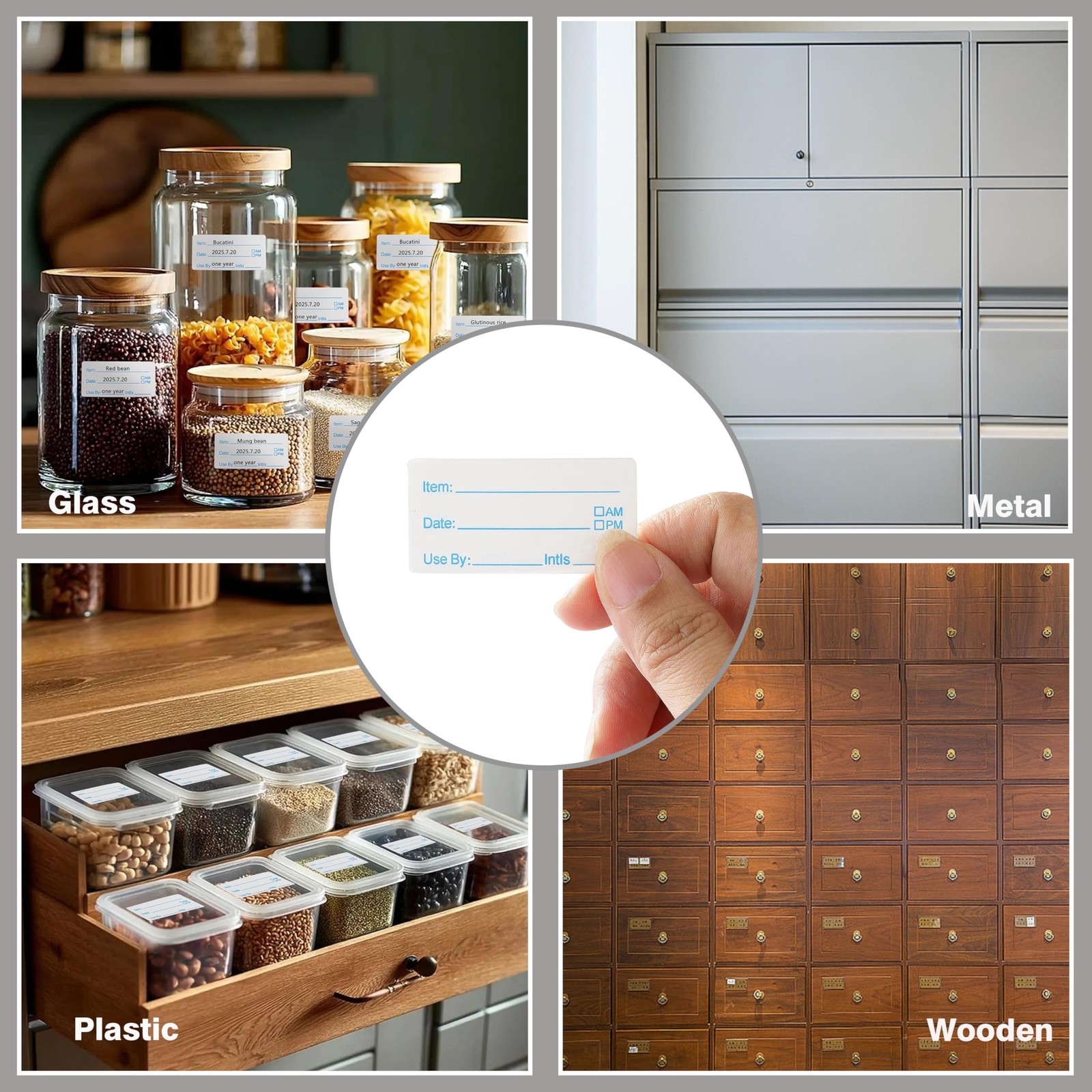 1000 Labels for Food Containers, No-Residue 1 X 2 Inches, Blue