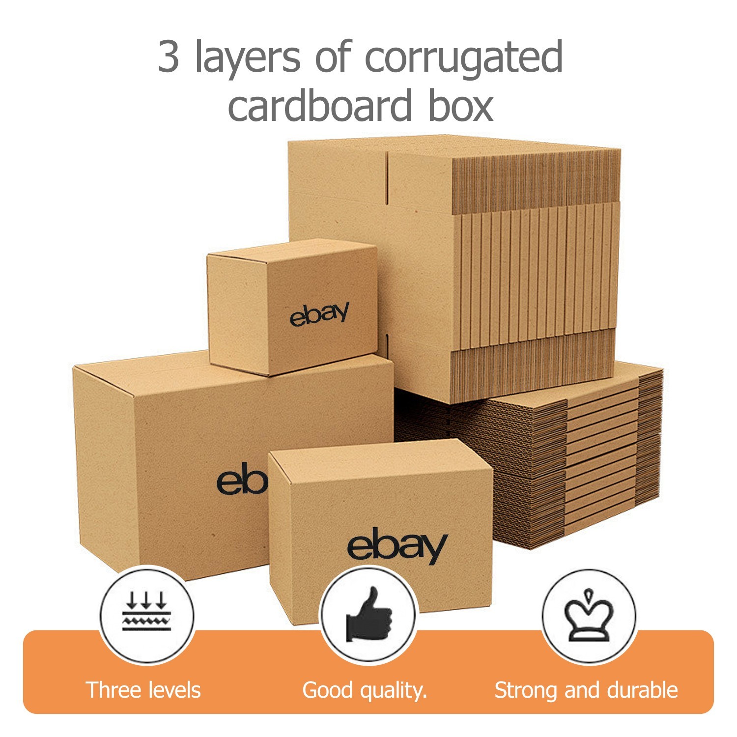 50pcs pack 6″x4 3/4″x4 3/4″Shipping Packing corrugated cardboard boxescolor logo