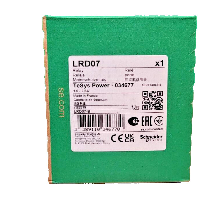 Schneider LRD07 TeSys Thermal Overload Relay 1.6 – 2.5 A NEW SEALED BOX USA SELL