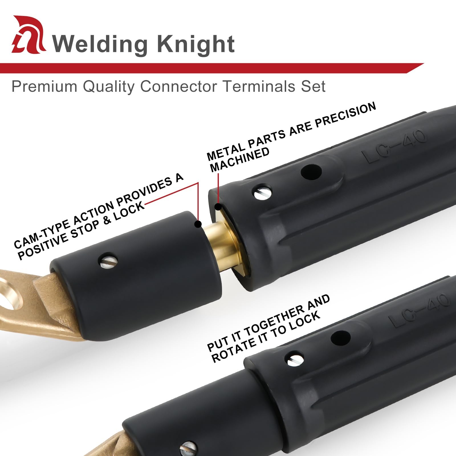 CT40FA Welding Terminals Connector Brass LC40 45 Angle 17/32″ Hole 2 PCS