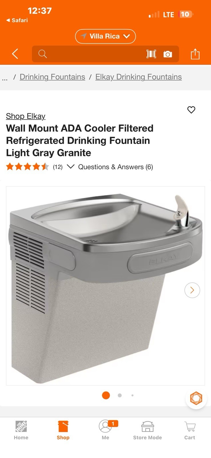 Elkay EZS8L Wall Mount Cooler – Light Gray Granite