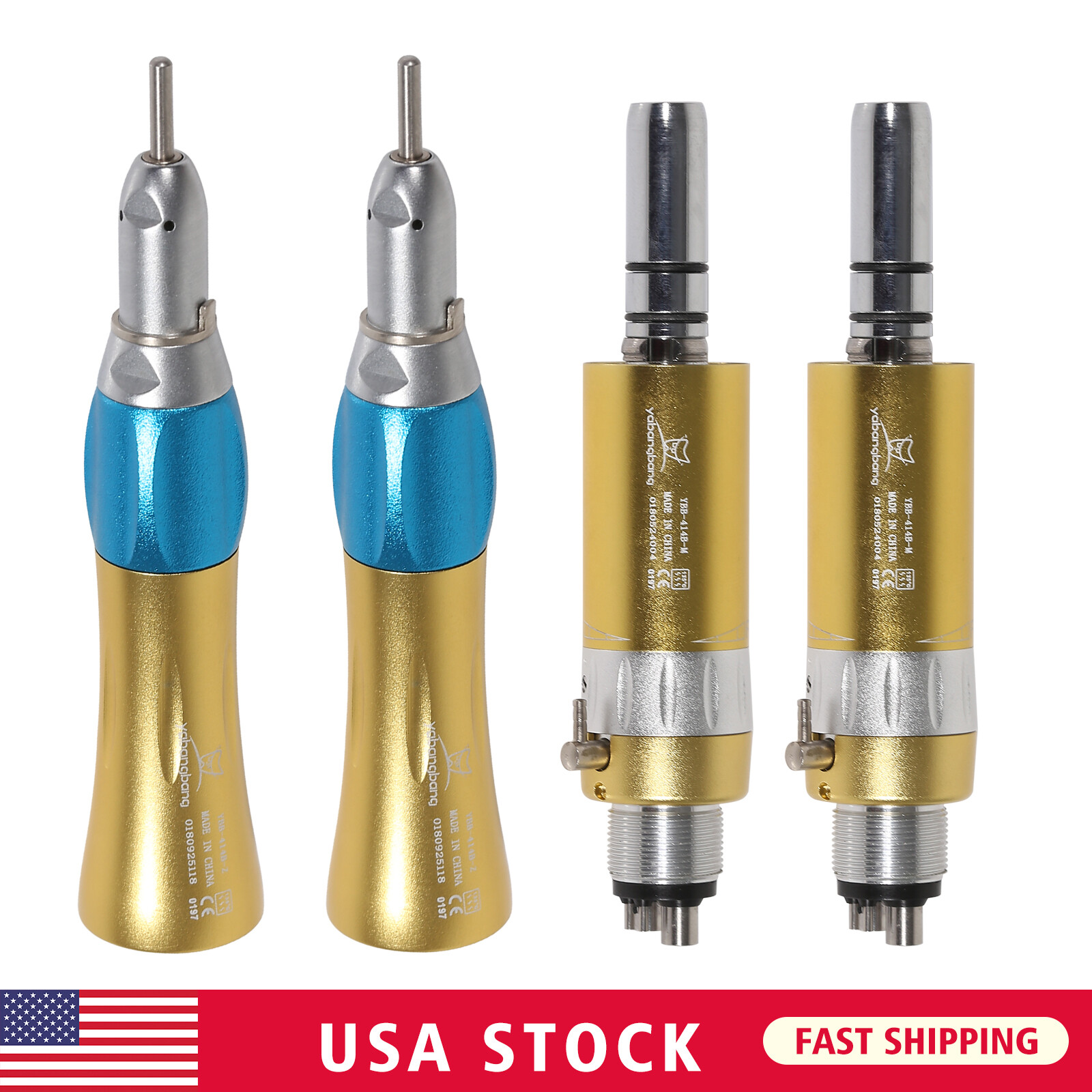 1-5 NSK Style Dental Straight Nosecone Handpiece / Air Motor 4-Holes Low Speed