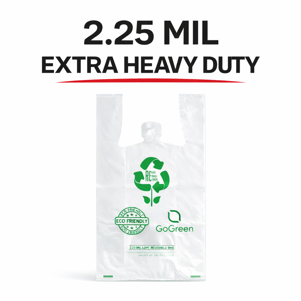 Bags 1/6 Large 21 x 6.5 x 11.5 Clear Reusable Extra Heavy Plastic T-Shirt Bag