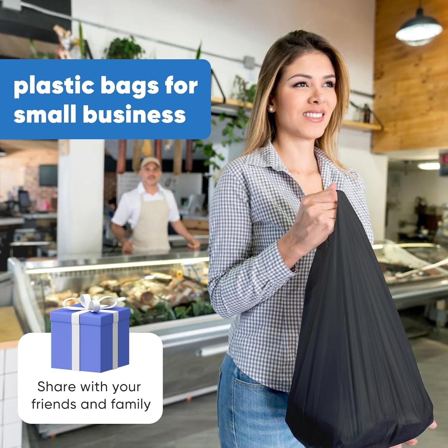 LimonLaviu Black Plastic Grocery Bags, 100 Pack, 11.5’x 6.5″ x 21′, 22 Pound Cap