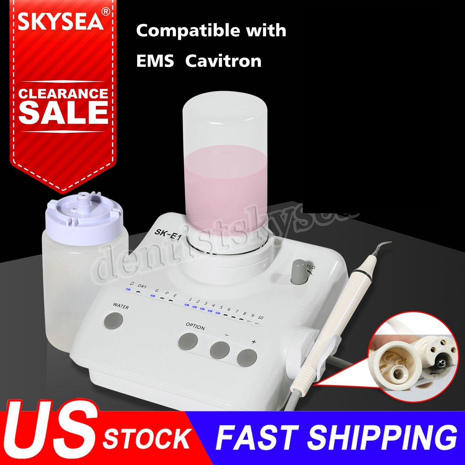 For Cavitron Dental Ultrasonic Scaler fit EMS Woodpecker+4*Handpiece+ Bottles US