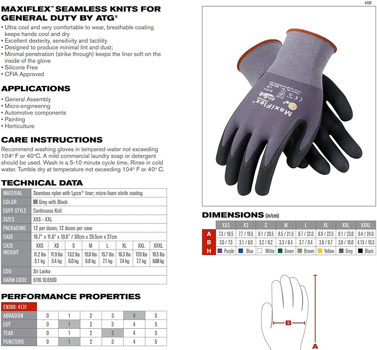 MaxiFlex 34-874 Ultimate Seamless Nitrile Grip Protective Work Gloves 3 Pairs