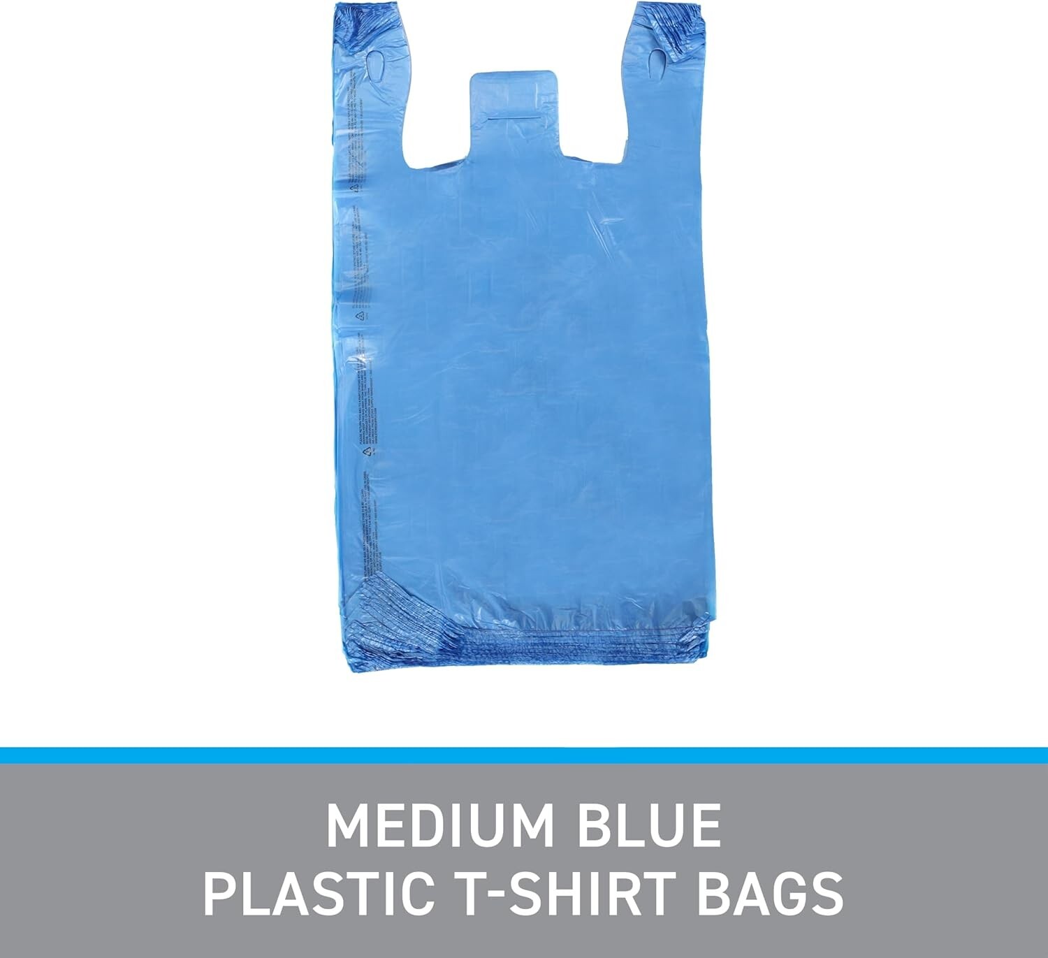 Blue Plastic T-Shirt Bags Case of 1,000 11 ½” x 6″ x 21″ Shopping Retail Bag