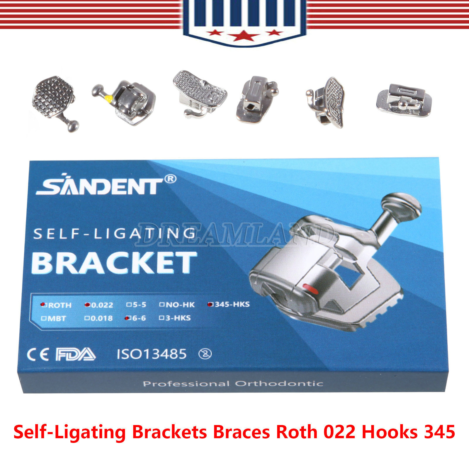 Dental orthodontic Self-ligating bracket Braces MINI ROTH.022 Hook 345