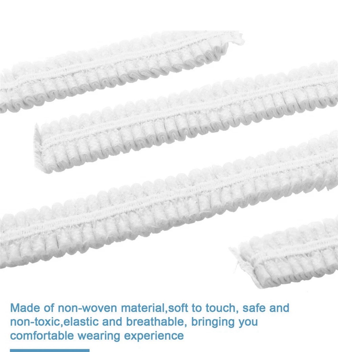 200 (2 X 100) Disposable Hair Net Non-Woven Head White Bouffant with Cap Clip