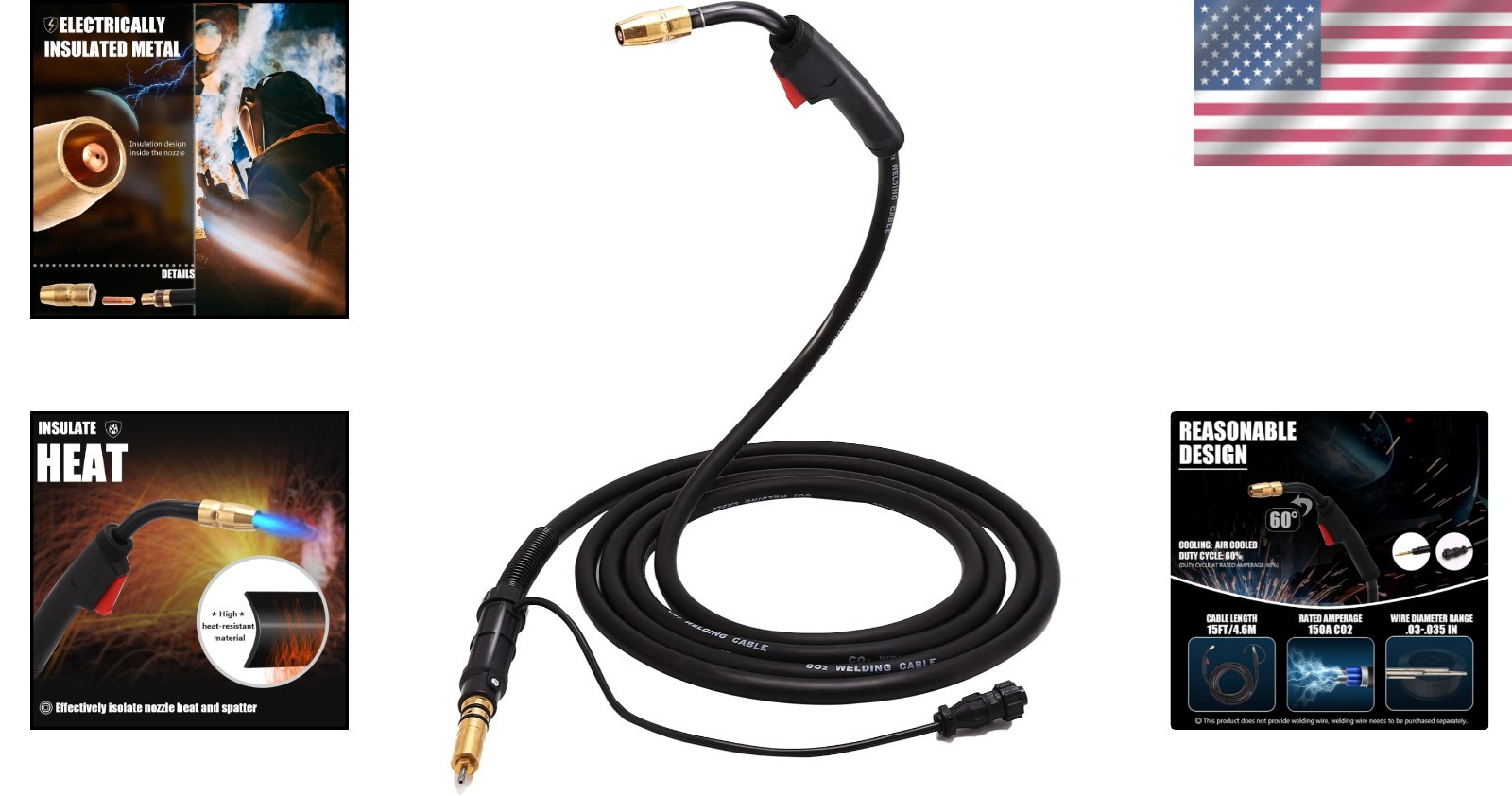High-Performance 15FT MIG Welding Gun for Miller & Multi-Model Compatibility