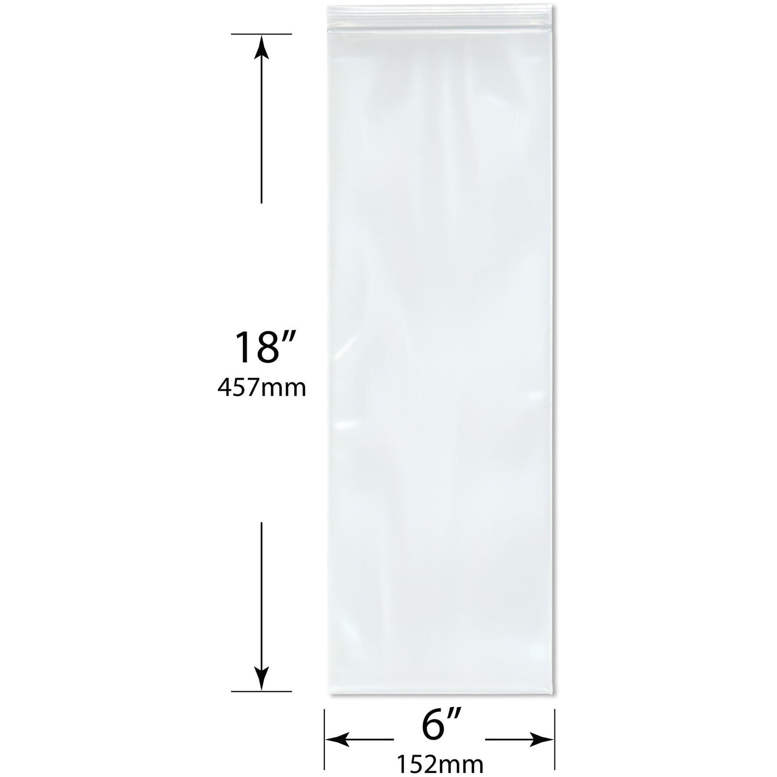 Plymor 6″ x 18″, 6 Mil Industrial Duty Zipper Reclosable Plastic Bags