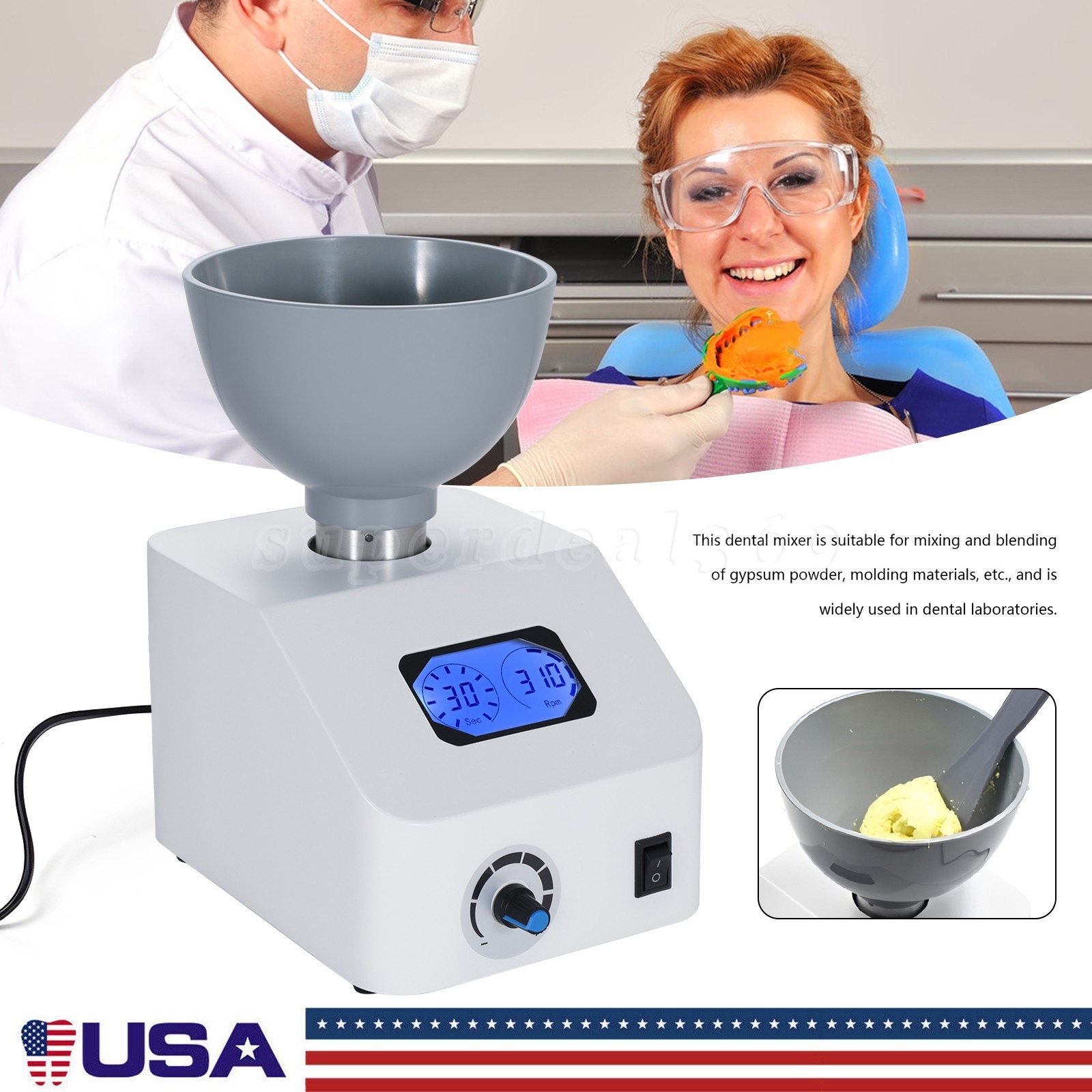 ALGINATE DENTAL MIXER LAB IMPRESSION MATERIAL 110V or 220V po