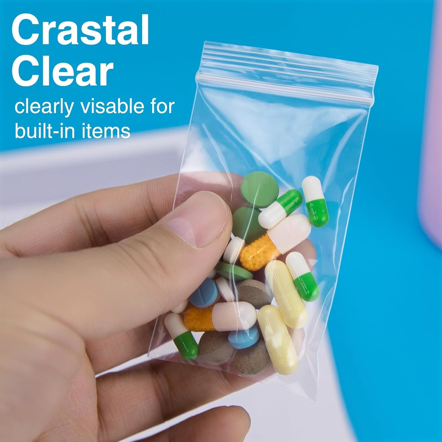 100pcs 2×3 Inch Clear Zip Lock Bags Resealable Poly Bags 4 Mil Heavy Duty