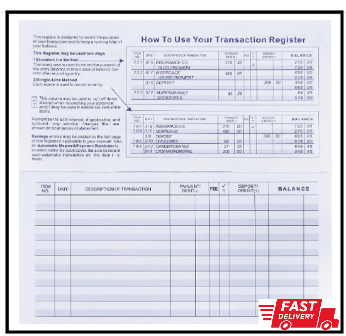 20Pack Checkbook Register, Check Registers for Personal Blank Ledger Transaction