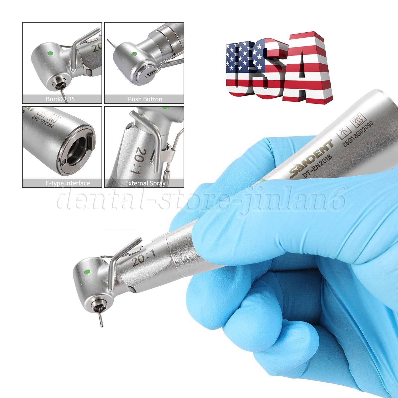 Dental Implant Handpiece 20:1 LED Contra Angle Fit Surgical Implant Motor