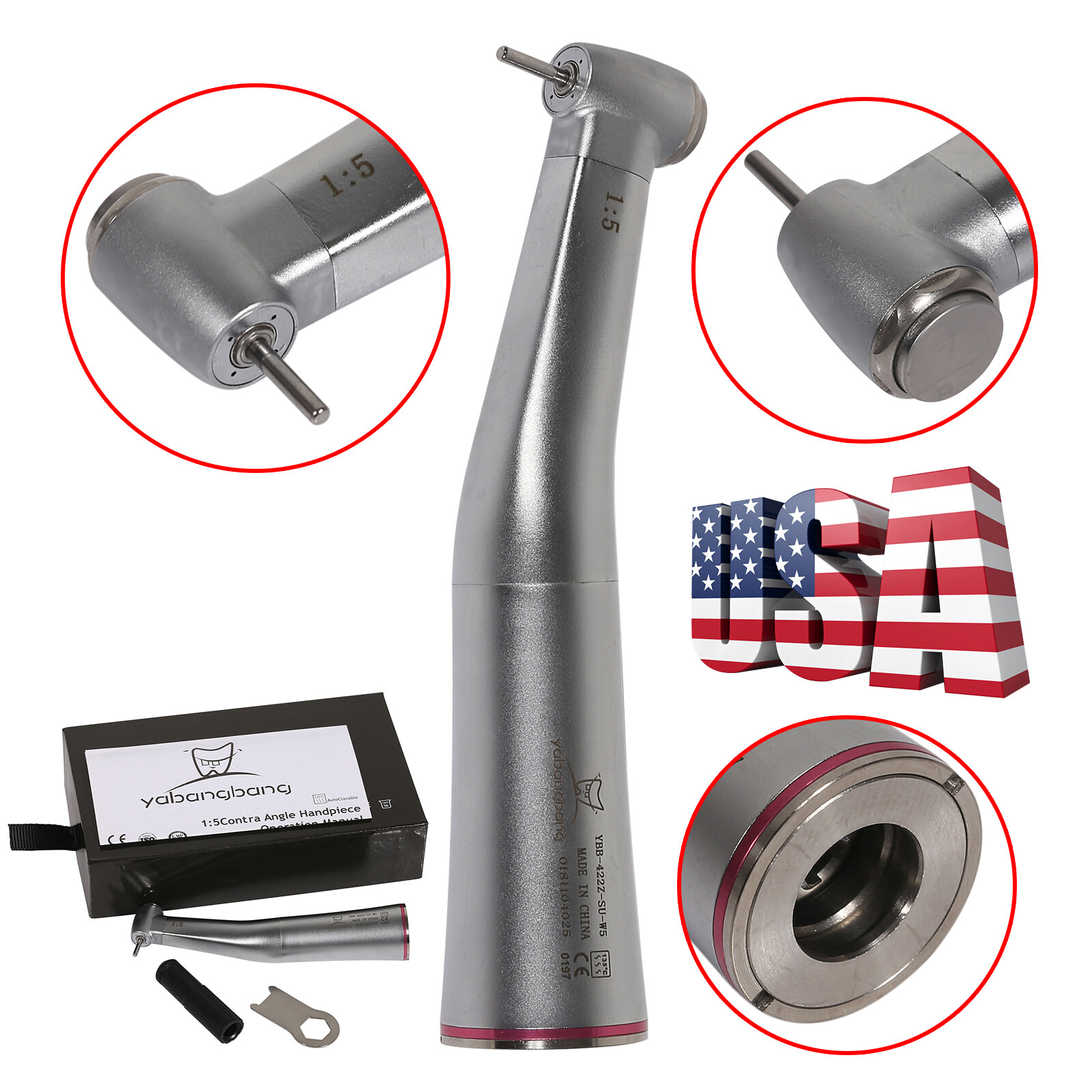 1-10* Dental 1:5 Increasing Contra Angle Handpiece fit NSK Electric Ti-max X95L