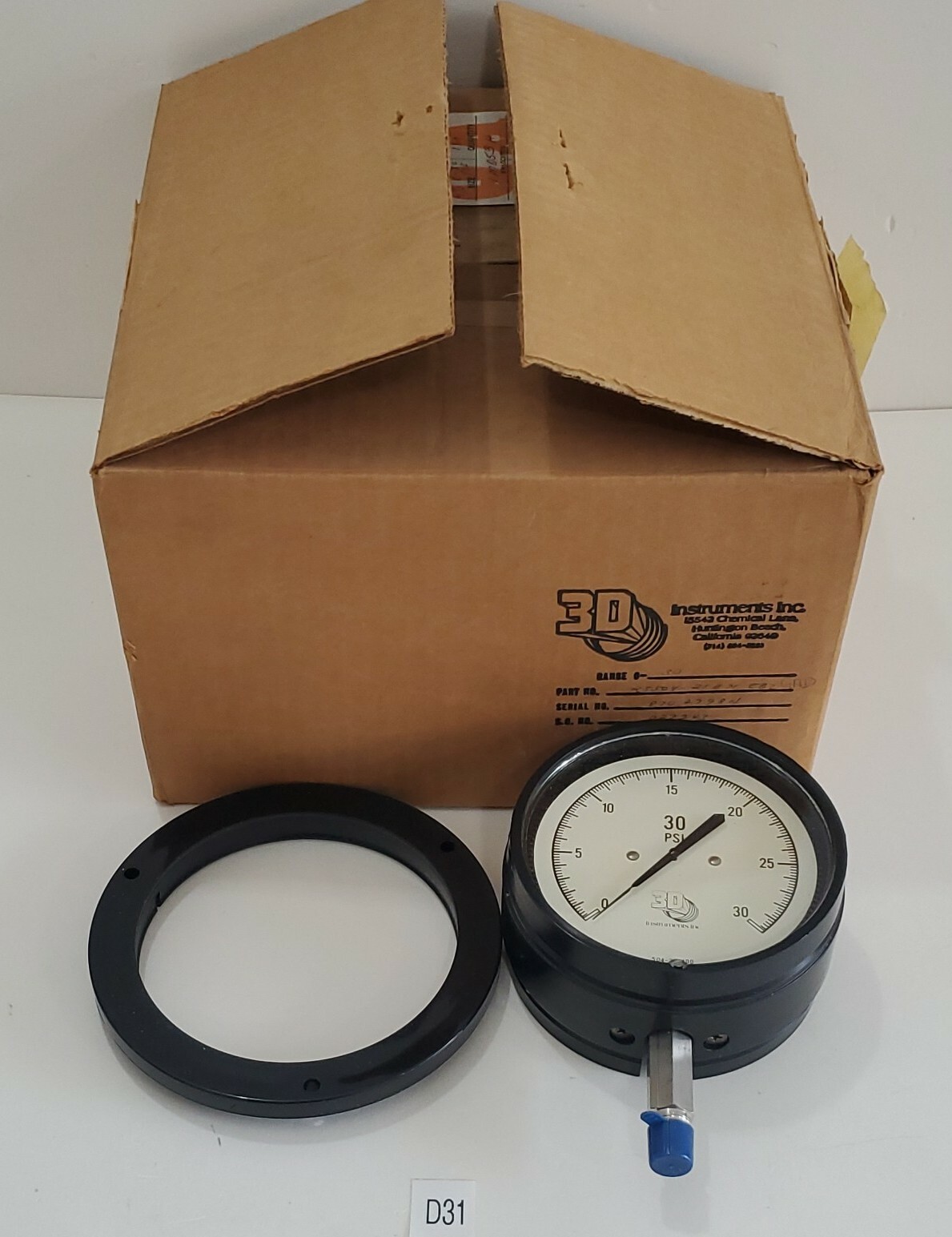 *NEW* 3D Instruments 25504-21B71 4.5″ Test Gauge Panel Mount 0-30Psi + Warranty!