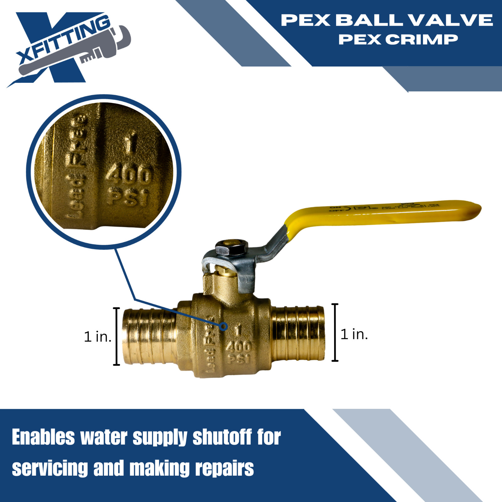 100 Pieces 1 Inch Pex Ball Valve, 1″ Pex Ball Valve, Lead Free Brass, Full Port