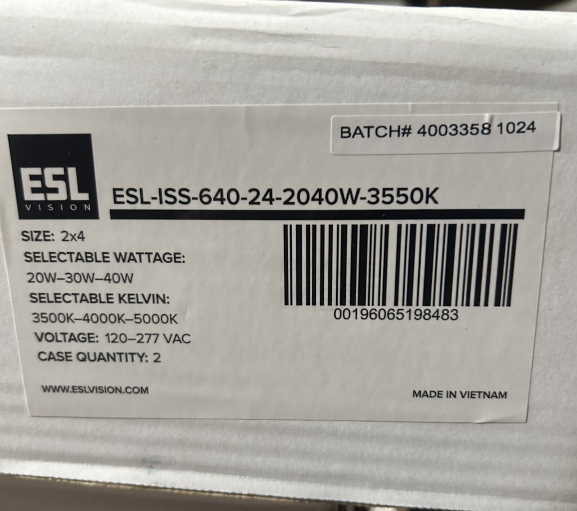 ESL Vision ESL-ISS-640-24-2040W-3550K 2×4 LED Troffer 20/30/40W 3500K-5000K