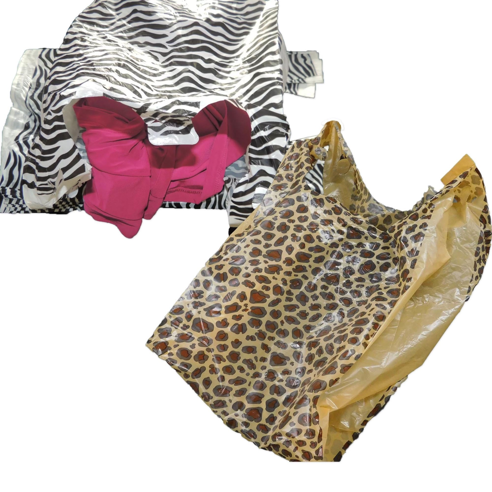 Leopard, Zebra T-Shirt Bags with Handles, 8x5x16″ & 11x6x21 Cute Animal Print Fa