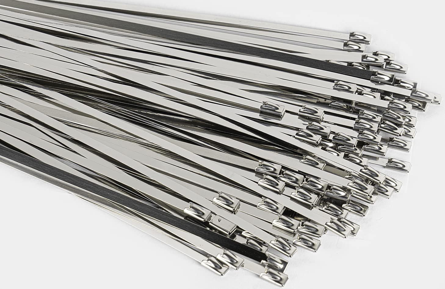 100PCS 11.8in Stainless Steel Zip Ties Heavy Duty Self Locking Metal