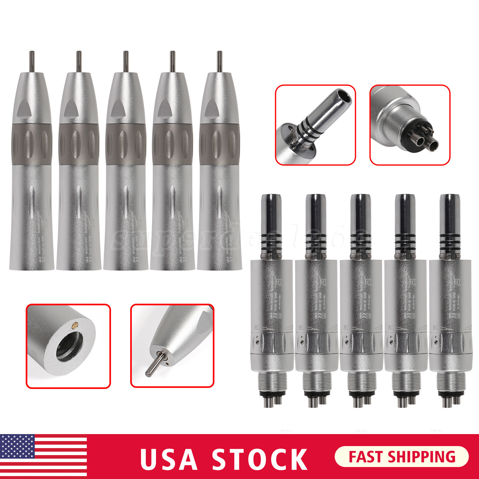 NSK Style Dental Slow Low Speed Handpiece Inner Straight /Air Motor 4Hole dn