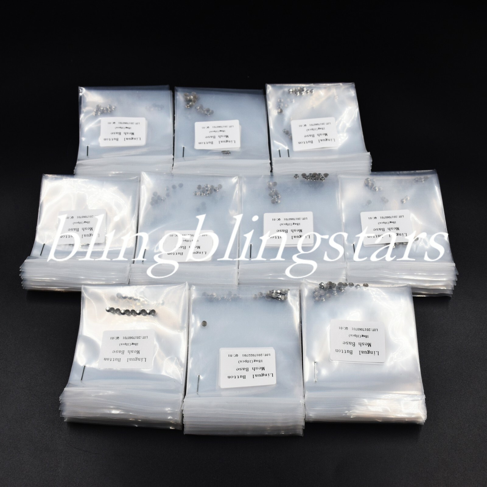 100 Pcs 10 Packs Dental Orthodontic Lingual Button Round Mesh Base