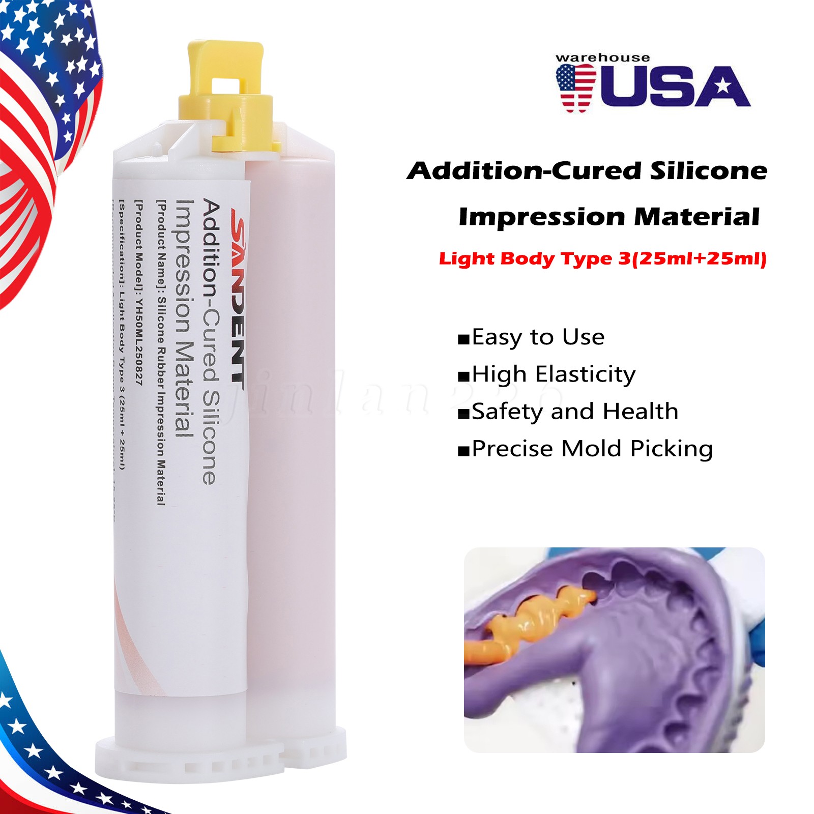 4 x Light Body Regular Set Dental Vinyl Polysiloxane Impression Material VPS PVS