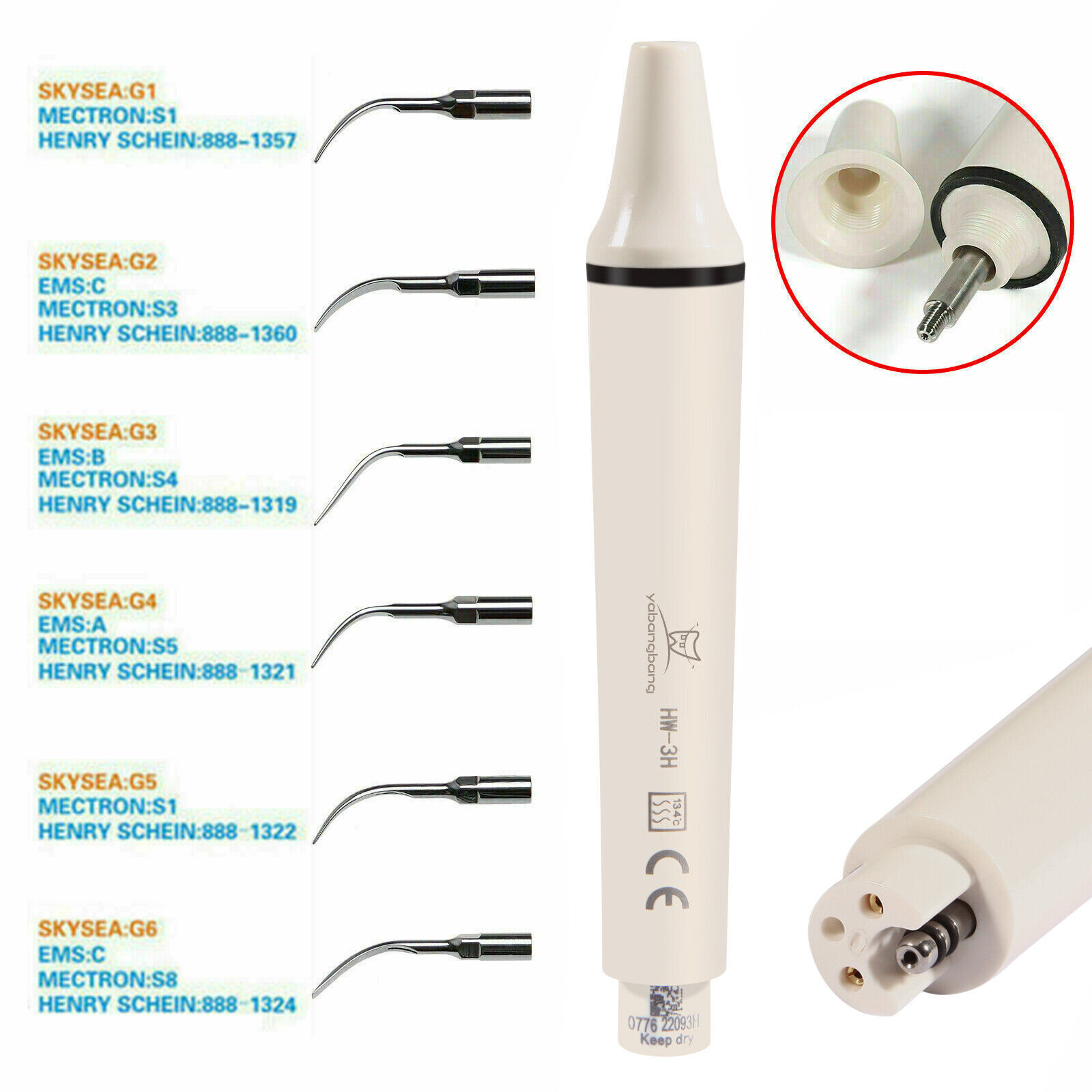 USA Dental Ultrasonic Piezo Scaler Handpiece / 6 type tips fit EMS Detachable