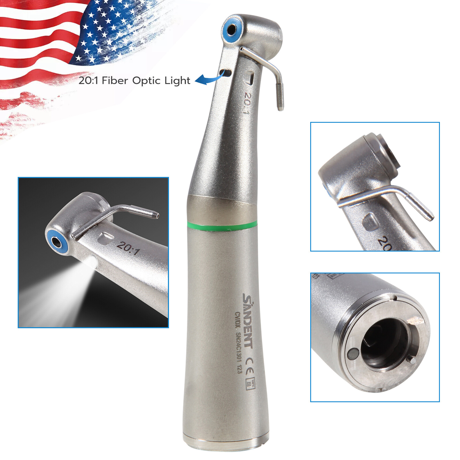 1-10Pcs Dental 20:1 LED Fiber Optic Contra Angle Handpiece Fit NSK Ti-Max XSG20L
