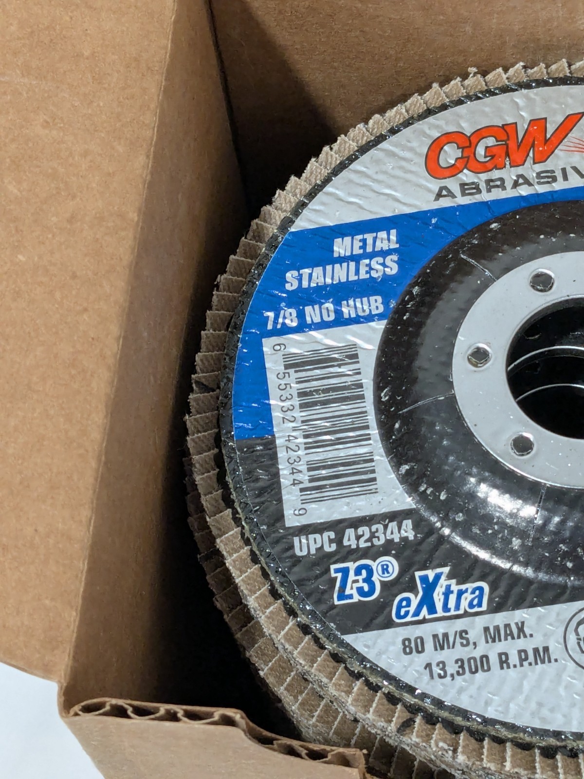 CGW Flap Disc: 4-1/2″ Dia, 7/8″ Hole, 60 Grit, ZA, Type 27 Box of 10 42344