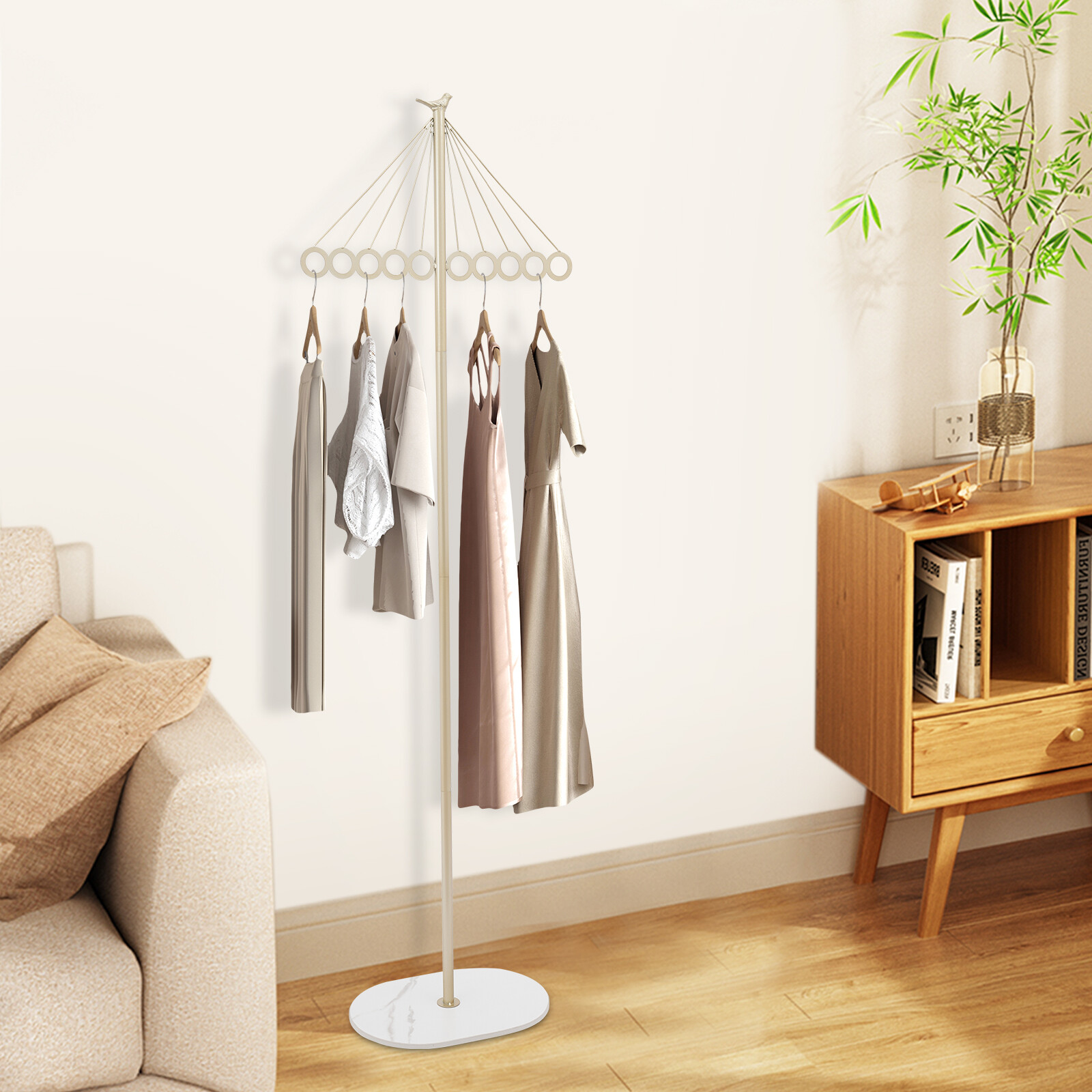 ?Coat Shelf Metal Clothing Display Rack Entrance Clothing Rack with 10 Hooks