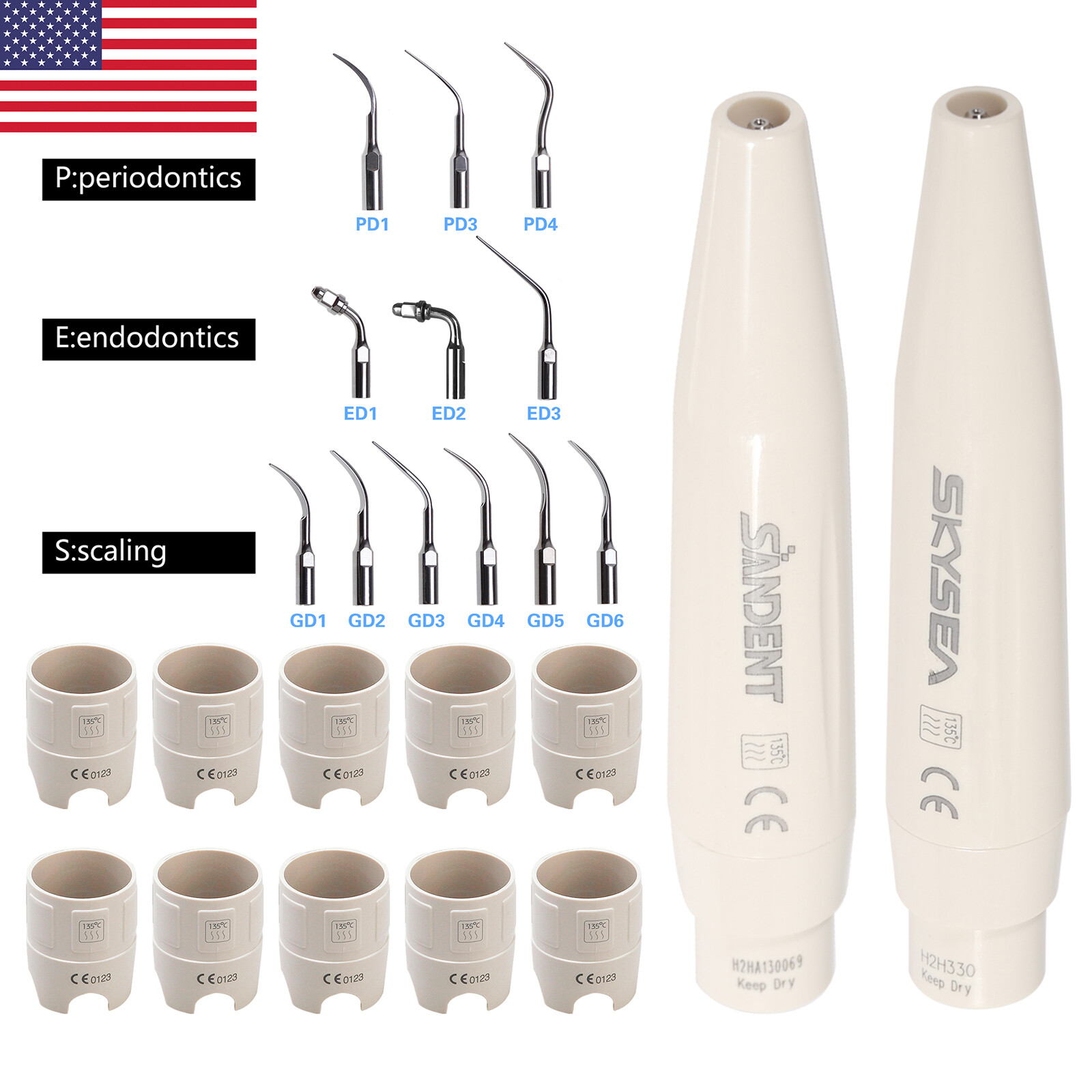 Dental Ultrasonic Scaler Handpiece / Dental Ultrasonic Piezo Scaler Tips