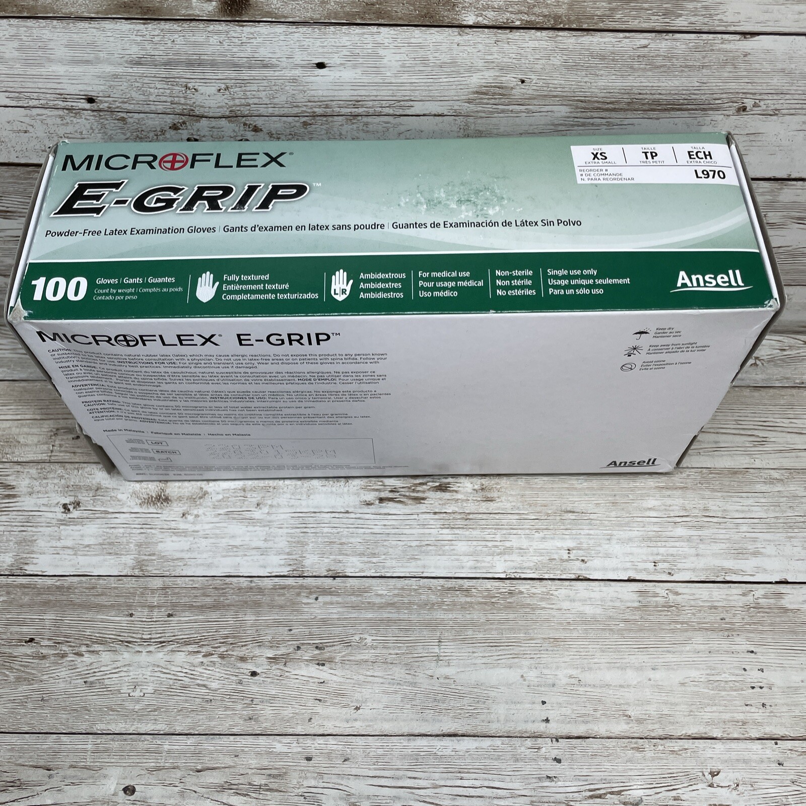 1 Box Microflex E-Grip L970 Powder-Free Latex Exam Gloves 100/Box Size: XSMALL