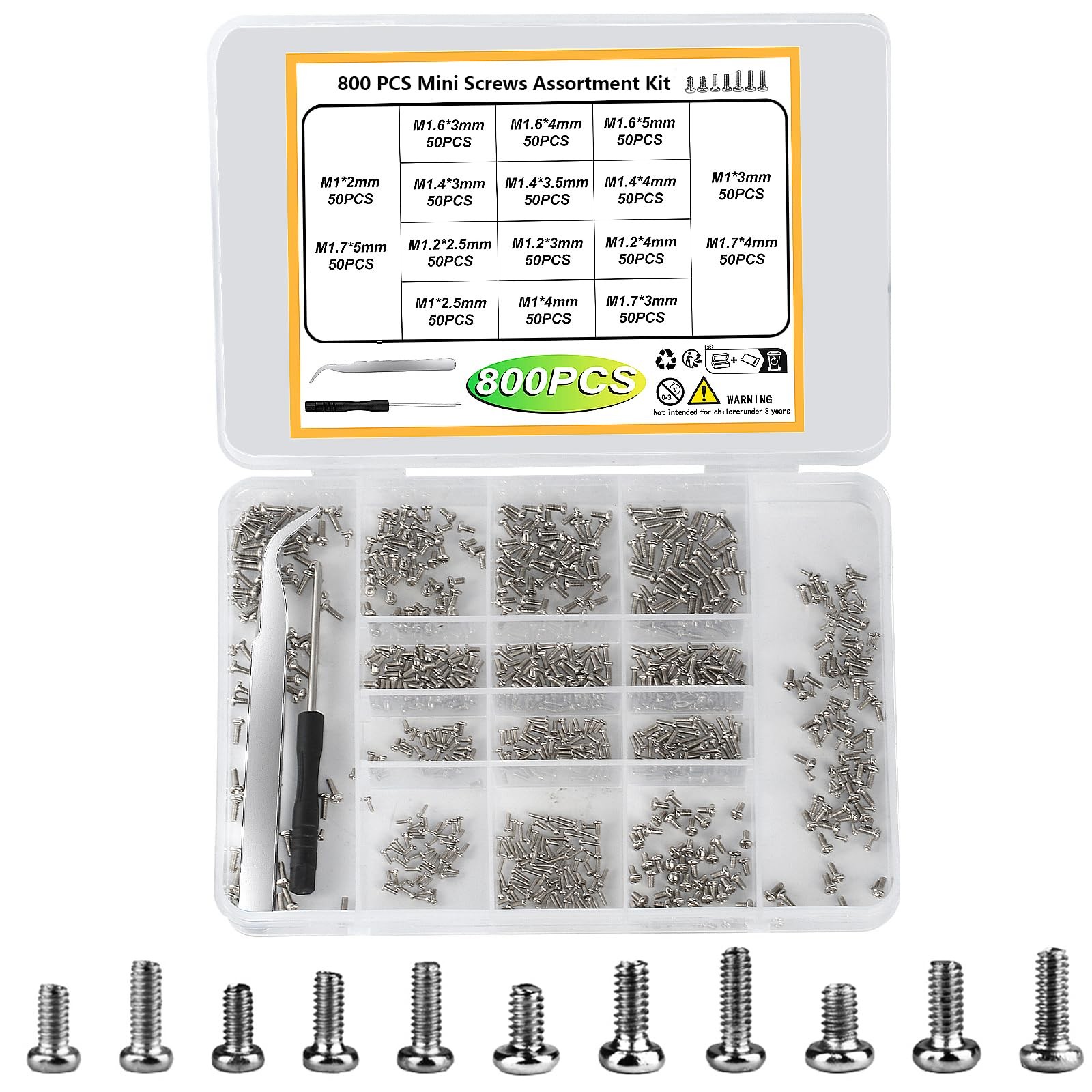 Tiny Screws for Electronics, 800 pcs Mini Micro Small Phillips Pan Head Machi…
