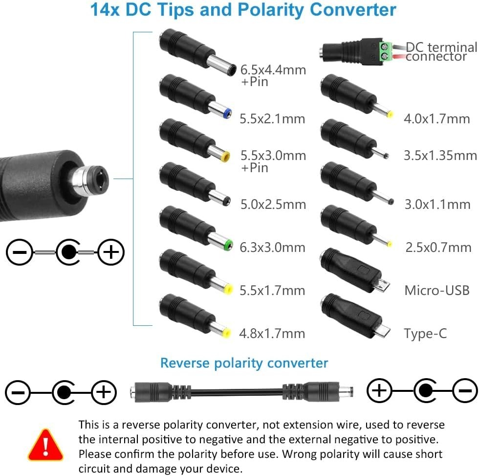 Universal 3A Power Adapter 3V to 24V Adjustable Output for Various Devices