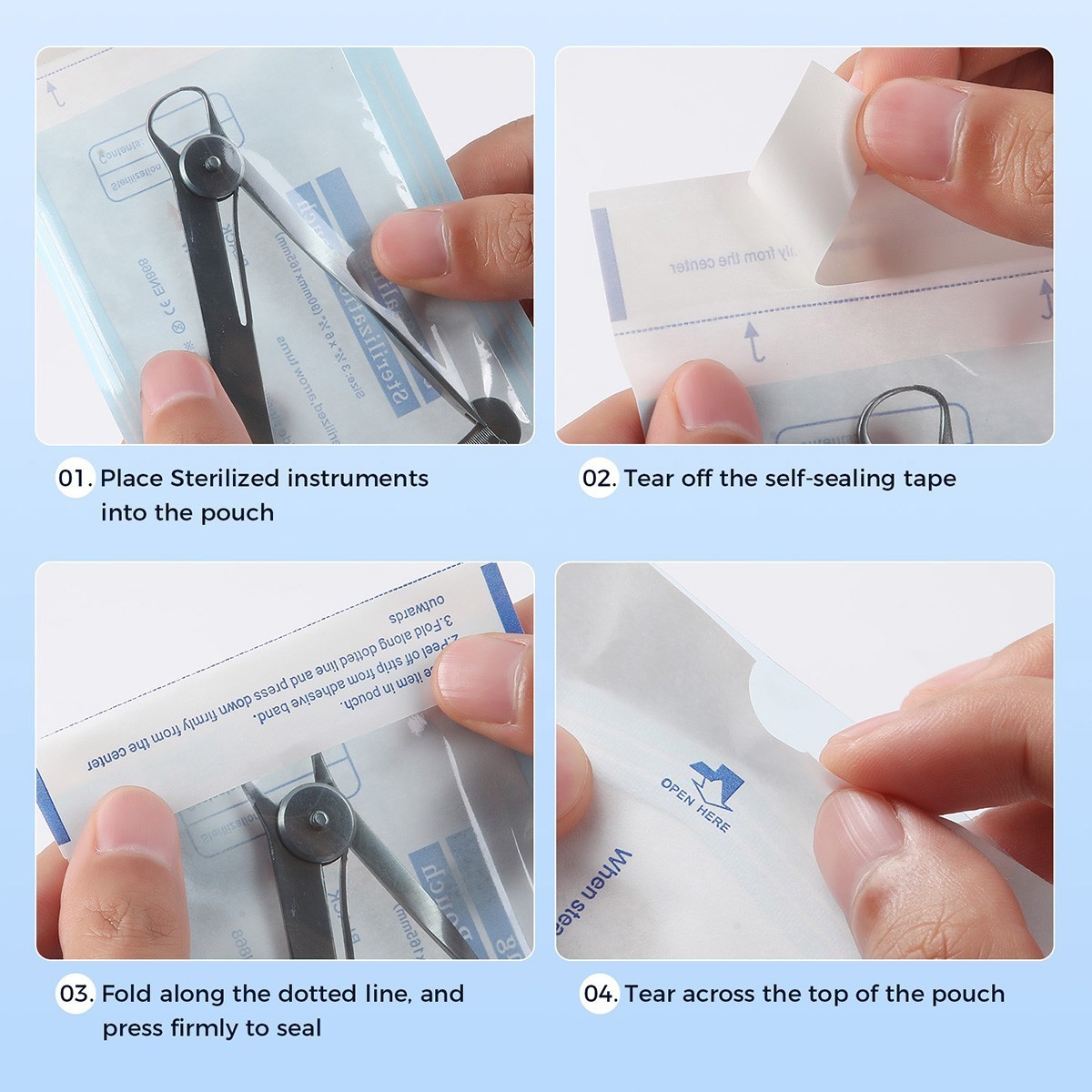 200pcs/Box Dental Self Sterilization Pouches Pouch Autoclave Sterilizer Bags