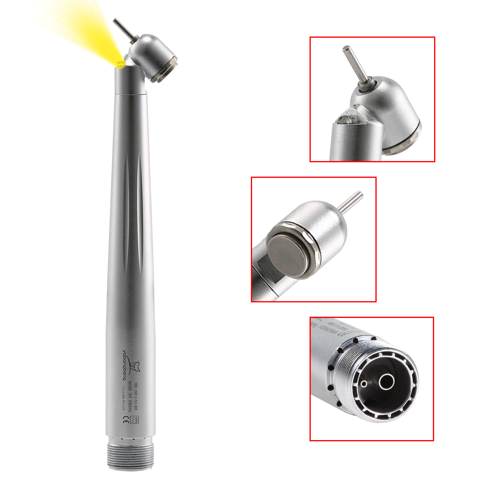 1-10 Pieza de Mano Dental de Fibra Óptica Estilo NSK Turbina 45° LED 2 Agujeros