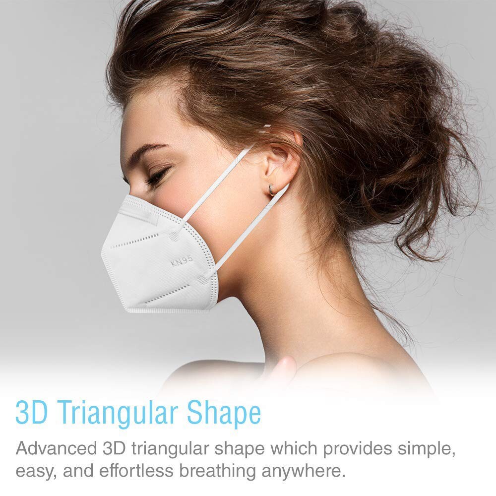 SUNCOO Protective KN95 Face Mask – 60 Pack, 5 Layers Cup Dust Mask Protection