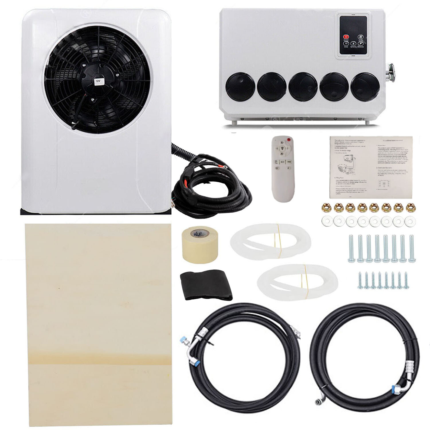 DC 12V Truck Air Conditioner 12000 BTU Split Car Cab RV AC Unit Fit Bus Caravan