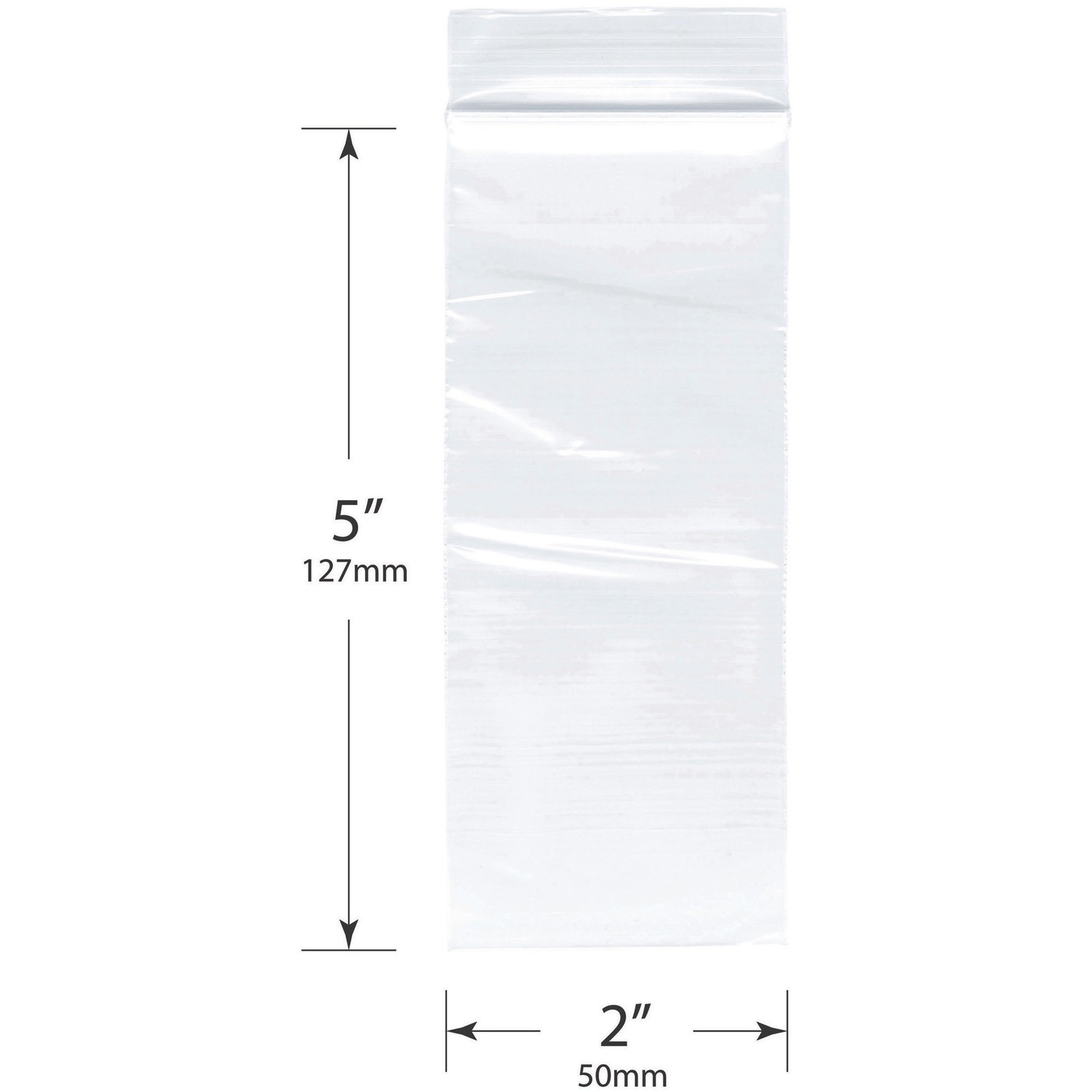 Plymor 2″ x 5″, 2 Mil Zipper Reclosable Plastic Bags