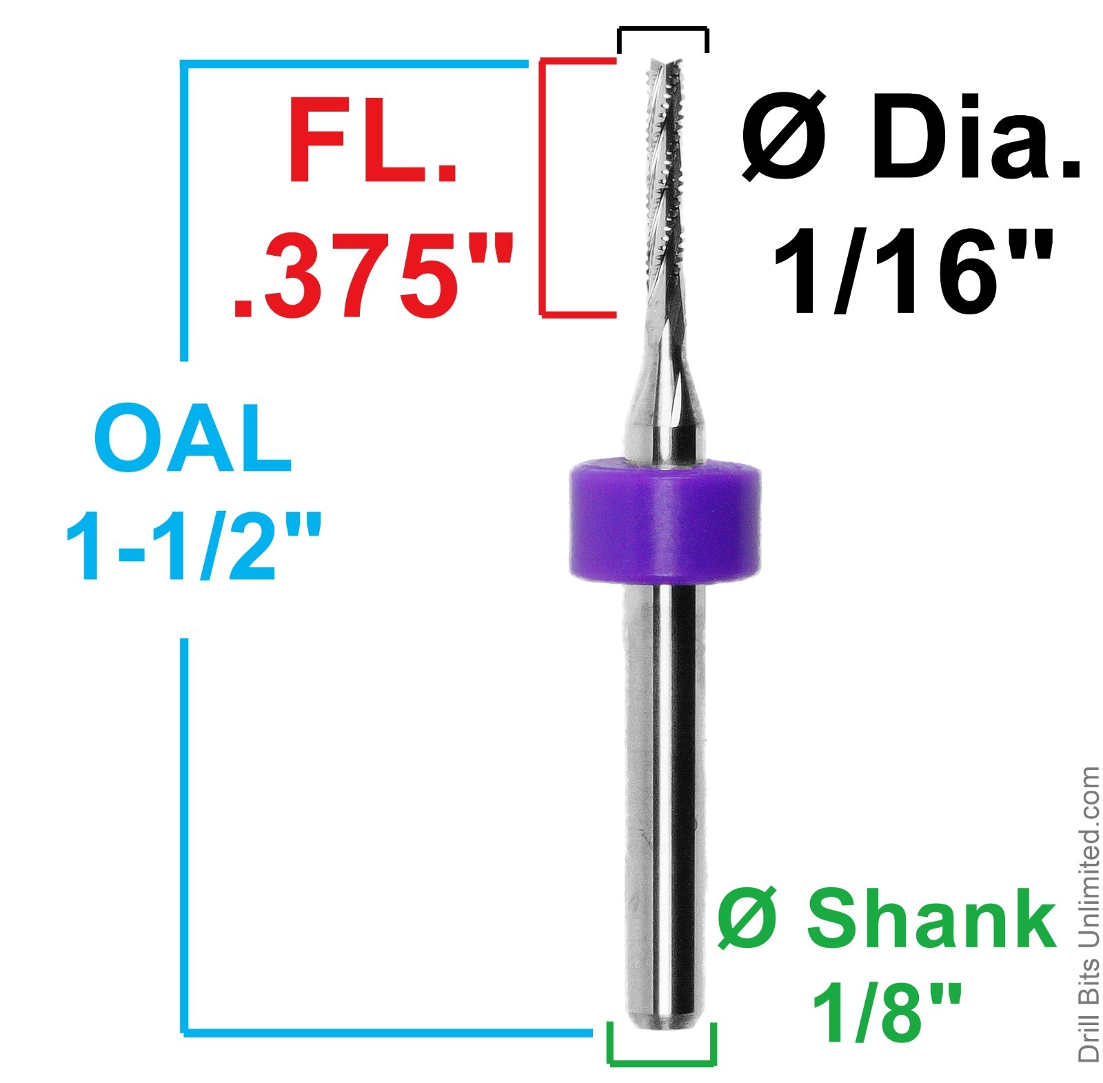 1/16 1.60mm PCB CNC Router Bits Chipbreaker Fish Tail 1/8 Shank 10 Pc Kyocera