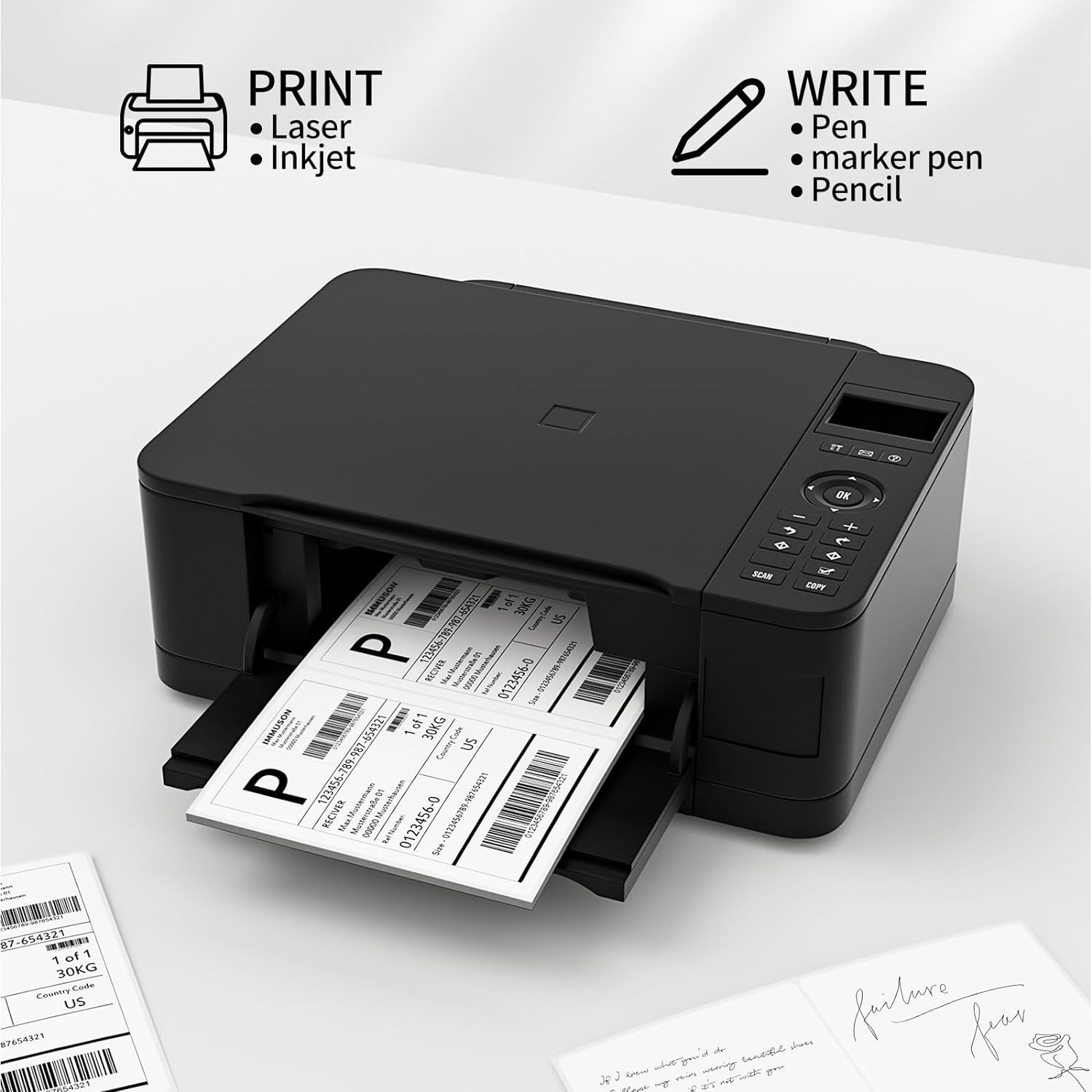 50 Half Sheet Address Shipping Labels 8.5″x5.5″ Matte Blank Labels Self Adhesive
