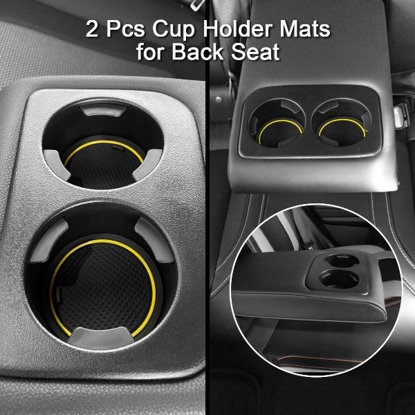 Cup Holder Insert for Center Console Mat Non-Slip Door Pocket Li Color: Yellow