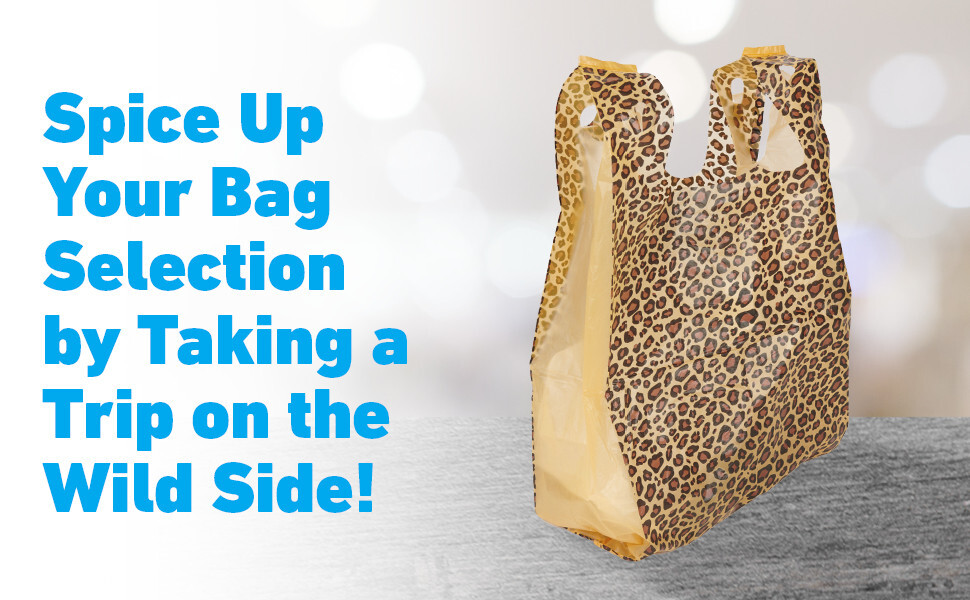 Plastic Shopping Bags 1000 Cheetah Leopard Grocery Merchandise 11 ½” x 6″ x 21″